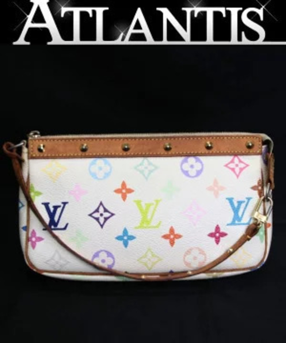 LOUIS VUITTON Pochette Accessoires Accessory Pouch Clutch Multicolor Blanc White